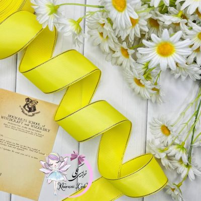 روبان گروگرن لب زری رنگ زرد عرض 4