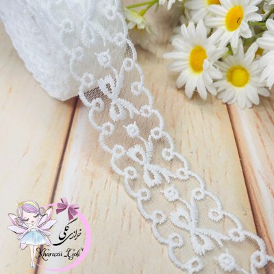 روبان گیپور رنگ سفید(عرض 4سانت )