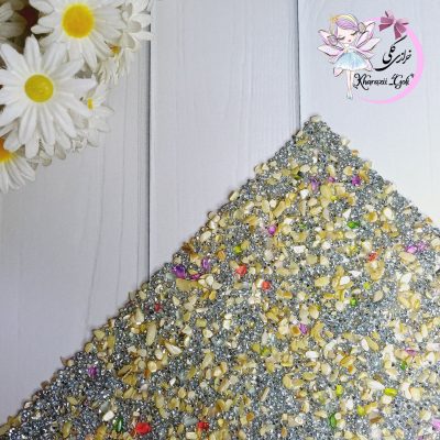 نوار لواشکی دون پاش زمینه نقره ای با اسلایسهای رنگی عرض 3 طول40
