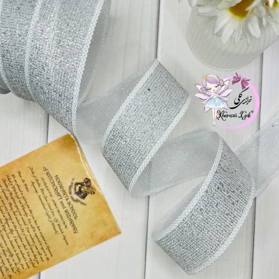 روبان کنفی اکلیلی رنگ نقره ای
