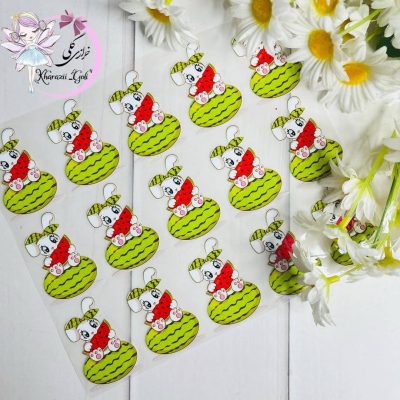 برچسب حرارتی با طرح خرگوش با هندوانه(10عددی)